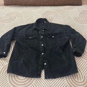 H&M Divided women’s Black Denim shirt Jacket Sz L